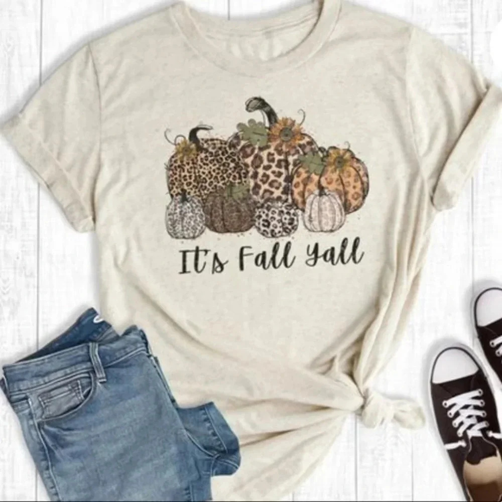 NWT Bella canvas Boutique It’s fall y’all leopard print pumpkin graphic Tee 2X